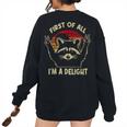 Sarcastic Raccoon Lover Oversized Women's Sweatshirt | Whimsical Back Print Black