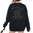 Sarcastic Raccoon Oversized Sweatshirt for Women - Back Print Black