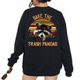 Save The Trash Pandas Raccoon Shirt Raccoon Animal T-Shirt Women's Oversized Sweatshirt Back Print Black