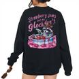 Strawberry Jams But My Dont Raccoon Women's Oversized Sweatshirt Back Print Black
