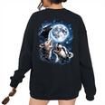 Three Animal Moon Women's Oversized Sweatshirt – Back Print Black