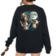 Three Possum Moon 3 Opossum Weird Cursed Meme Women's Oversized Sweatshirt Back Print Black