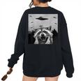 UFO Raccoon Sweatshirt - Fun Back Print | Unisex, Oversized Black