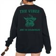 The Vibes Are In Shambles Sarcastic Raccoon Cowboy Women's Oversized Sweatshirt Back Print Black