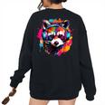Vintage Raccoon Headphones Sweatshirt for Adults & Kids | Retro Style Black