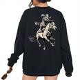 Western Cowboy Raccoon Women's Sweatshirt - Vintage 90s Back Print Black
