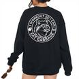 Women's Oversized Sweatshirt - Workout for Food | Gym Raccoon Theme Black
