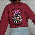 Colorful Raccoon Oversized Sweatshirt - Small Women's Back Print Maroon