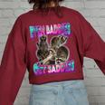 Even Baddies Get Saddies Raccoon Meme Women's Sweatshirt - Oversized Maroon