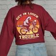 Get In Loser Raccoon Opossum Back Print Oversized Women’s Sweatshirt Maroon