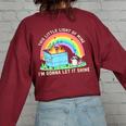 Groovy This Little Light-Of Mine Dumpster Fire Raccoon Women's Oversized Sweatshirt Back Print Maroon