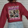 I'm Not Part Of The Problem Raccoon Meme Bootleg Women's Oversized Sweatshirt Back Print Maroon