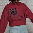 A Little Feral Raccoon With Moon Animal Raccoon Trash Panda Women's Oversized Sweatshirt Back Print Maroon