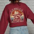 It Is What It Is And It Is Not Great Raccoon Trash Panda Women's Oversized Sweatshirt Back Print Maroon