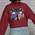 Patriotic Raccoon Back Print T-Shirt | Women's July 4th Tee Maroon
