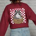 Possum Racoon Adopt A Cat Team Trash Opossums Raccoons Small Women's Oversized Sweatshirt Back Print Maroon