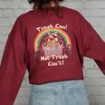 Raccoon Back Print Oversized Sweatshirt for Women - Humorous Casual Wear Maroon