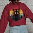 Raccoon Back Print | Women's Oversized Sweatshirt - Cozy & Chic Maroon