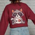 Raccoon Cookie Lover Women's Oversized Sweatshirt | Casual Fun Maroon