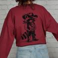 Raccoon Cowboy Western Oversized Sweatshirt - Unisex Back Print Maroon