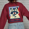 Raccoon Lover Oversized Women's Sweatshirt - Wildlife Cozy Back Print Maroon