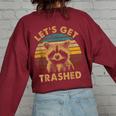 Raccoon Lovers Oversized Sweatshirt | Fun Back Print | Women’s Small Maroon