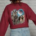 Raccoon Moon Sweatshirt | Unisex Oversized Back Print for Family Maroon