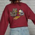 Raccoon Opossum Eating Pizza Street Cats Men Women Kid Women's Oversized Sweatshirt Back Print Maroon