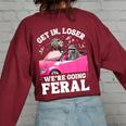 Raccoon Opossum Meme Oversized Sweatshirt for Women | Fun Back Print Maroon