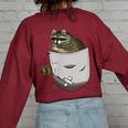 Raccoon Pocket Women's Oversized Sweatshirt - Cozy Animal Lover Gift Maroon