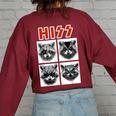 Raccoon Rock Band Concert Oversized Women's Sweatshirt - Back Print Maroon