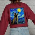 Raccoon Starry Night Sweatshirt - Women's Oversized Back Print Maroon