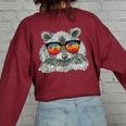 Raccoon With Sunglasses Retro Raccoon Animal Lover Women's Oversized Sweatshirt Back Print Maroon