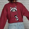 Raccoon Trash Panda Sweatshirt | Women's Blue Cartoon Casual Style Maroon
