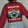 Raccoon Vintage Retro Racoon For Women Men Kid Women's Oversized Sweatshirt Back Print Maroon