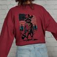 Raccoon Western Oversized Women's Sweatshirt - Vintage Style Maroon