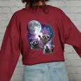 Raccoons Howling At The Moon Shirt Raccoon Women's Oversized Sweatshirt Back Print Maroon