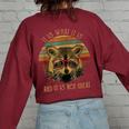 Racoon Trash Panda -Kids Cartoon Women's Oversized Sweatshirt Back Print Maroon