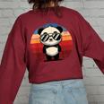 Retro Panda Sunglasses Sweatshirt - Women's Oversized BBQ Party Wear Maroon