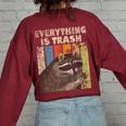 Retro Raccoon Camping Sweatshirt - Women's Oversized Back Print Maroon