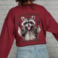 Retro Raccoon Oversized Women's Sweatshirt - Feral Summer Vibe Maroon
