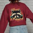 Retro Raccoon Women's Oversized Sweatshirt - Live Fast Eat Trash Maroon