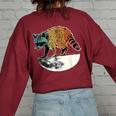 Retro Trashpanda On The Half Moon Vintage Raccoon Women's Oversized Sweatshirt Back Print Maroon