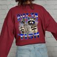 Rizz Em With The Tism Meme Autistic Raccoon Rizz Women's Oversized Sweatshirt Back Print Maroon
