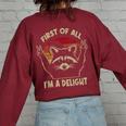 Sarcastic Raccoon Lover Oversized Women's Sweatshirt | Whimsical Back Print Maroon