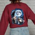 Three Animal Moon Women's Oversized Sweatshirt – Back Print Maroon