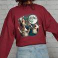Three Possum Moon 3 Opossum Weird Cursed Meme Women's Oversized Sweatshirt Back Print Maroon
