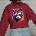 Vintage Raccoon Headphones Sweatshirt for Adults & Kids | Retro Style Maroon