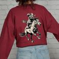 Western Cowboy Raccoon Women's Sweatshirt - Vintage 90s Back Print Maroon