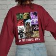 Women's Oversized Sweatshirt - Raccoon Meme Back Print | Feral Fun Maroon